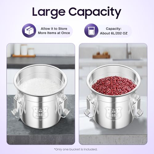 304 Stainless Steel Container 12L Airtight Food Storage Container with Lids & Locking Clips Stainless Steel Bucket for Kitchen