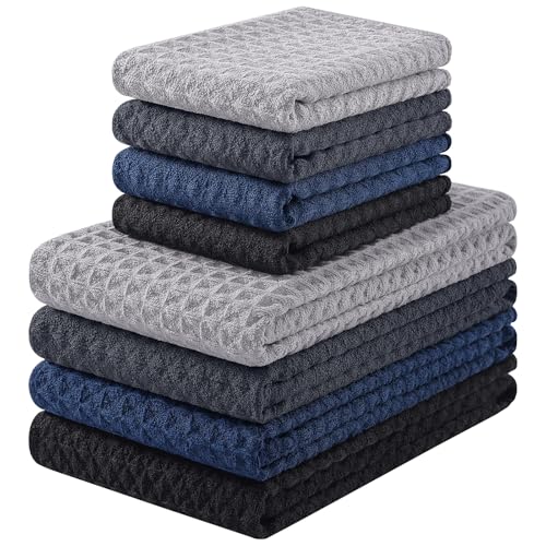 Microfiber Waffle Weave Kitchen Towels Set (8 Count)