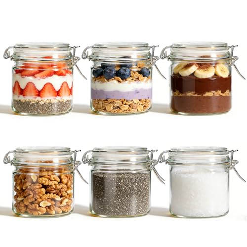 17 oz Overnight Oats Containers with Lids 6 Pack Wide Mouth (6 Count)