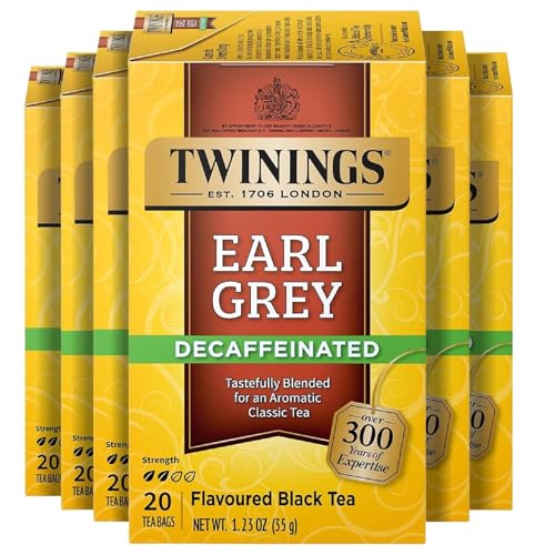 Decaffeinated Earl Grey Black Bergamot Tea Bags 20 CT Box (120 Count)