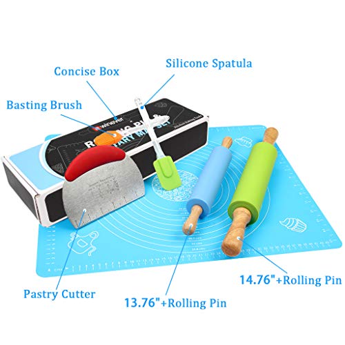 1Set Rolling Pin Pastry Mat Set Non (6 Count)