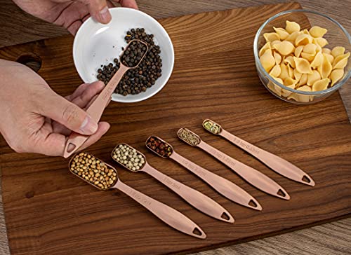 6-Piece 18/8 Stainless Steel Measuring Spoons Set, Rose Gold