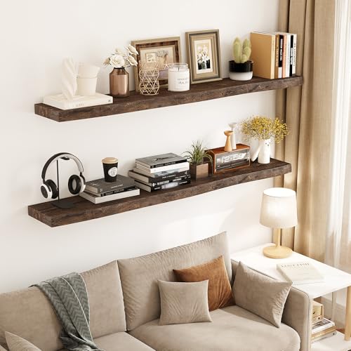 Wood Floating Shelves Live Edge 72” Set of 1