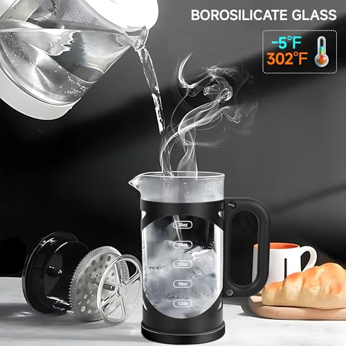 34 Ounce French Press Coffee Maker Black Stainless Steel Coffee Press