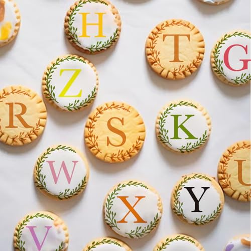 Small Letter Stencil for Cakes Cookie Decorating Stencils Reusable Alphabet Stencil on Baking Coffee Decorating Card Making (27 Count)