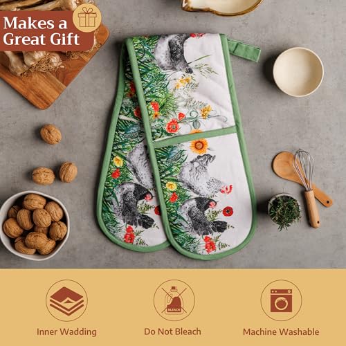 Double Oven Mitts 100% Cotton Double Oven Glove