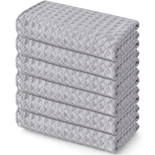 Microfiber Waffle Weave Kitchen Towels (6 Count)