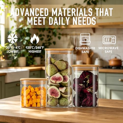22oz/37oz/50oz Square Glass Storage Containers with Lids 6-Pack (6 Count)
