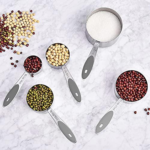 Stainless Measuring Cups and Spoons Set with Silicone Handle