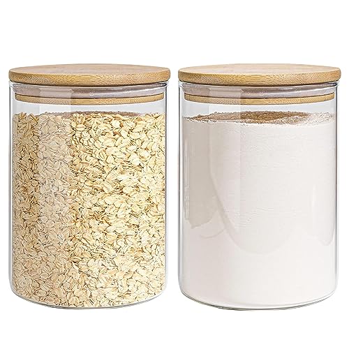 Glass Storage Jars Set Elegant Containers with Airtight Bamboo Lids