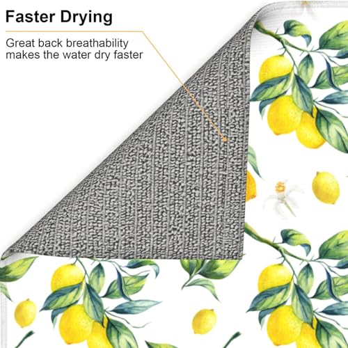 Tropical Lemon Leaves Dish Drying Mat