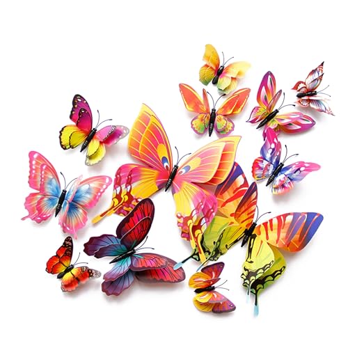 3D Butterfly Wall Decor Butterfly Decorations Stickers with Magnets (72 Count)