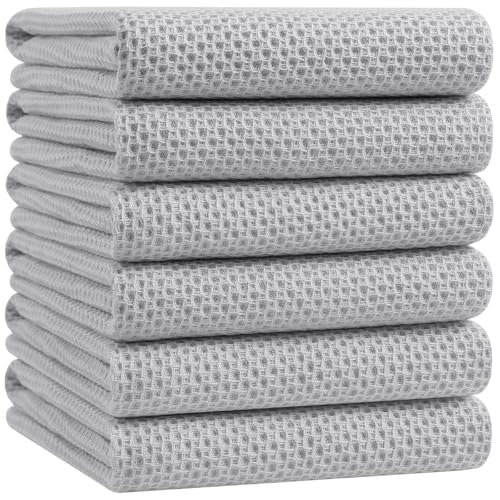 100% Cotton Oversized Waffle Weave Kitchen Towels 6 (6 Count)