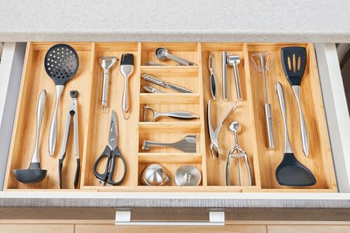 Extra Large Expandable Kitchen Drawer Organizer for Utensil and Junk