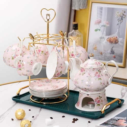 floral porcelain coffee cups set for 6 people