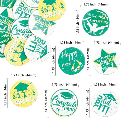 48Pcs 2026 Graduation Cupcake Toppers Wafer Paper Class of 2026 Cake Decorations Edible Congrats Grad Cupcake Picks for 2026 Graduation Theme Party Cake Supplies Green Gold (48 Count)