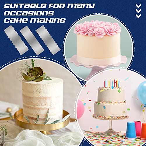 3 Pcs 12 Inch Cake Scraper Smoother Stainless Steel Cake Scraper Metal Large Double Sided Patterned Edge Decorating Comb Icing Smoother for Mousse Butter Cream Dessert Decoration (3 Count)