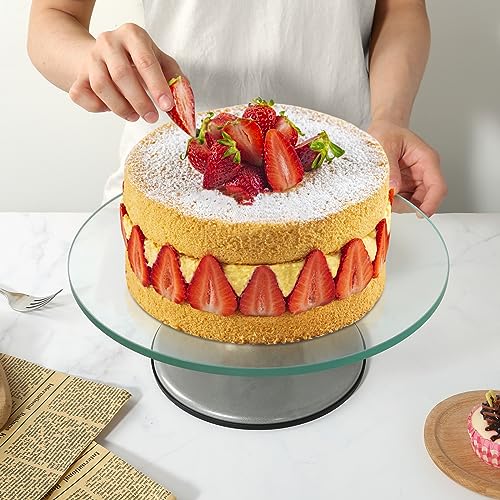 Glass Cake Turntable for Decorating 12 Inches