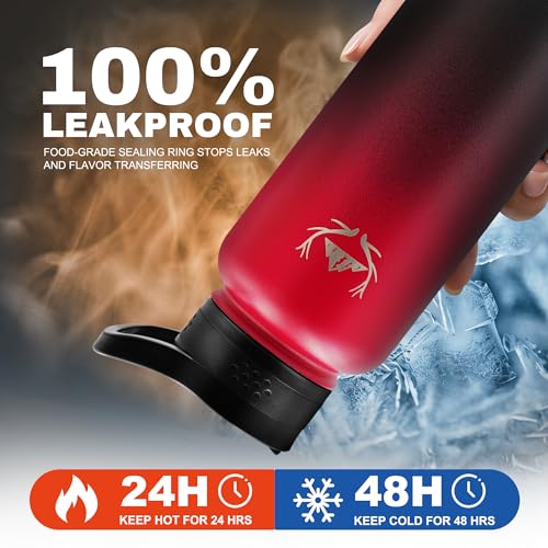 40 oz Insulated Water Bottle with Carrier Bag & 3 Lids (3 Count)
