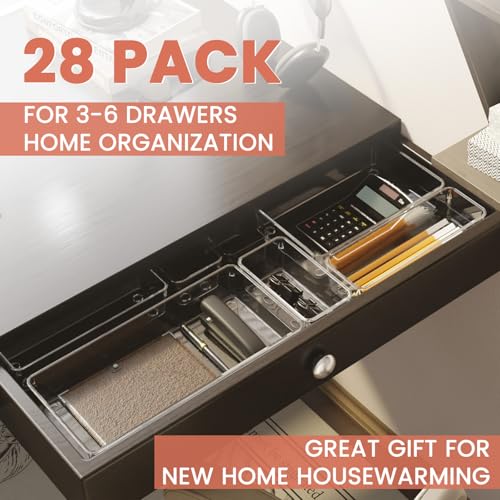 Large Clear Plastic Drawer Organizer 28 Pack (28 Count)