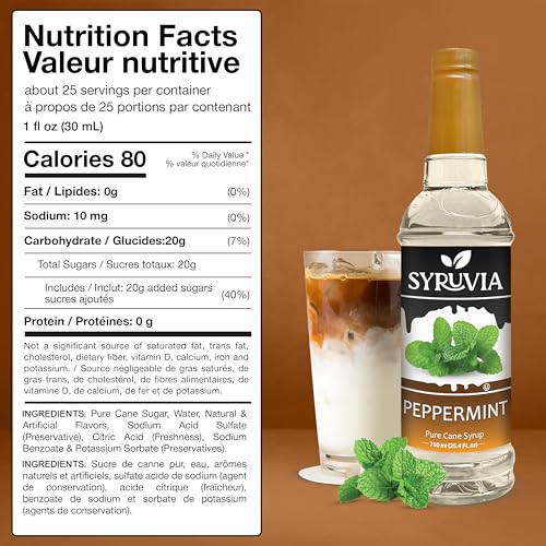 Coffee Syrup Peppermint Flavored Syrup for Drinks (25.4 Fl Oz)