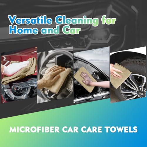 Brown Microfiber Cleaning Cloth 20 Pack 11.5 x 11.5 inch Microfiber Towels for Cars Ultra Absorbent Car Washing Cloth Lint Free Streak Free Cleaning Rags for Car (20 Count)
