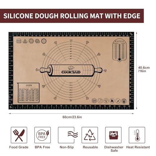 Silicone Pastry Mat Extra Large with Measurements 26''x16'' for Reusable