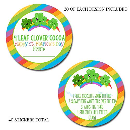Four Leaf Clover Cocoa St. Patrick's Day Hot Cocoa Bomb Packaging Sticker Labels
