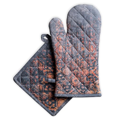 100% Cotton Oven Mitt & Pot Holder Set