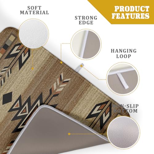 18"x24" Southwestern Dish Drying Mat Rustic Brown Tribal Ethnic Large Dish Drainer Mats Antique Native American Absorbent Microfiber Dish Drying Pad for Kitchen Countertop Decor