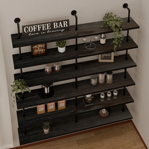Floating Shelves for Wall Living Room Shelves Bookshelf Industrial Pipe Shelving Shelf Real Wood Planks 60 inch Rustic Wall Shelves Hanging Bookshelves Farmhouse Kitchen Bar Shelving
