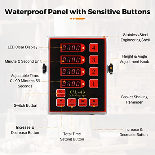 4 Channel Kitchen Timer for Restaurant Digital Cooking Timer