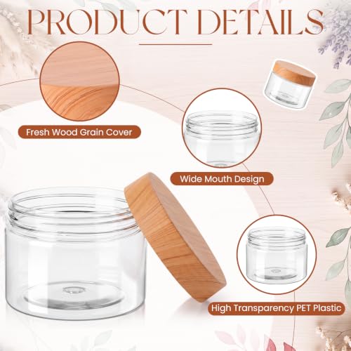 4 Pcs Plastic Jars Wide Mouth with Lids (4 Count)