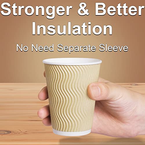 Hot Paper Cups_12 oz Disposable Insulated Corrugated Sleeve Ripple Wall Paper Cup 100 pcs