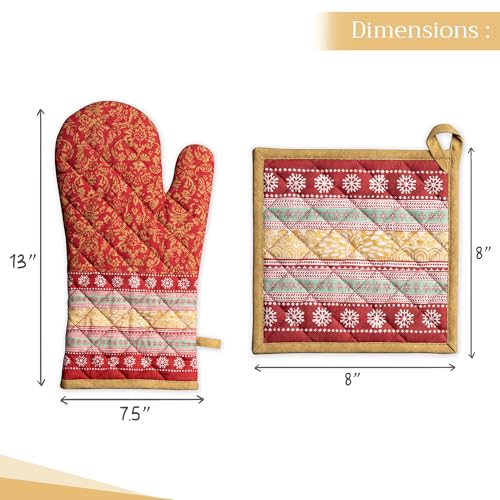 100% Cotton Oven Mitt & Pot Holder Set (2 Count)
