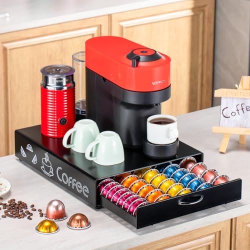 for Nespresso Pod Holder Coffee Pod Drawer for Vertuo Pod Organizer Graffiti Style Large Capacity Fits All Size Vertuo Pods