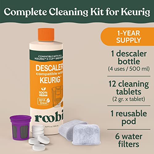 Keurig Compatible Descaling Solution & Cleaning Kit (16.9 Fl Oz)