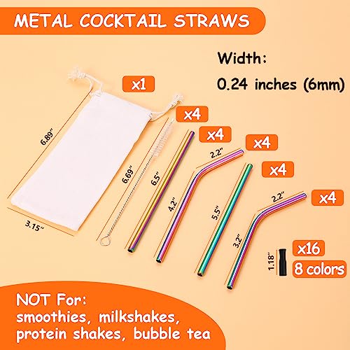 16 Pcs Short Metal Straw (16 Count)