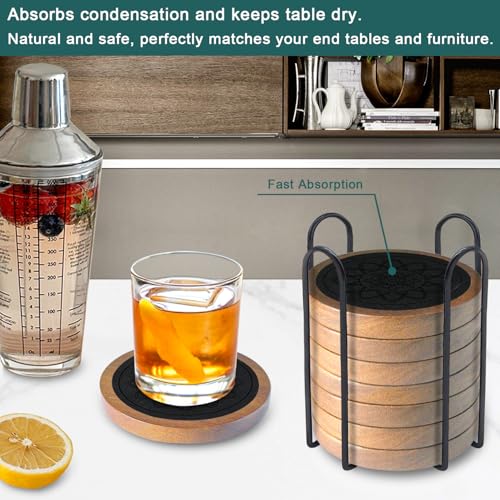 Wood Coasters for Drinks Set of 8