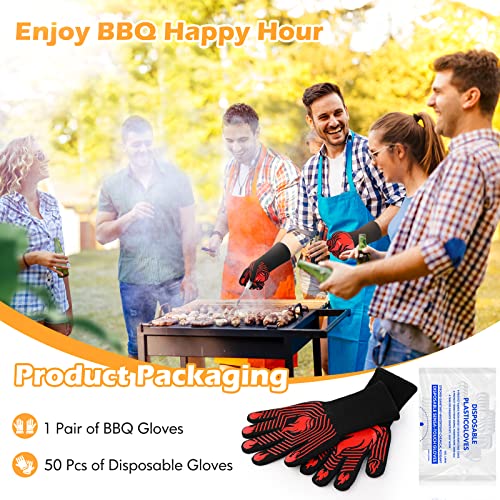 BBQ Gloves 1472°F Heat Resistant Gloves Fireproof Mitts (10.5822 Ounce)