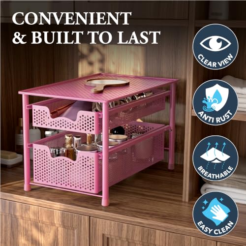Stackable 2 Tier Sliding Basket Organizer Drawer