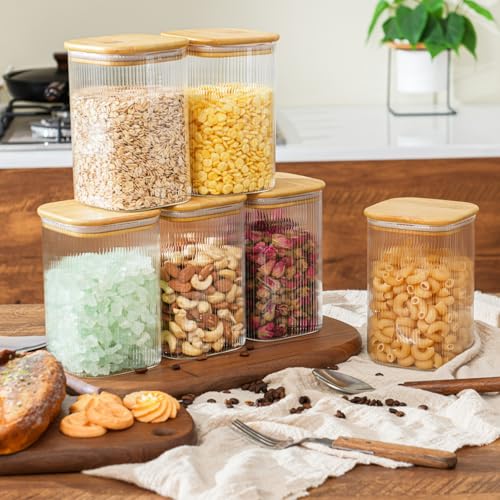 37oz 1.2Qt Square Glass Storage Containers with Lids 6 (6 Count)