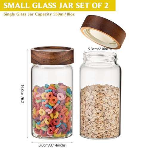 18 OZ Glass Coffee Jars with Top Screw Lid Ground Sugar Spice Herb Container Clear Glass Jar Round Food Storage Canister for Pantry Tea Coffee Bean Spice Cookies Salts