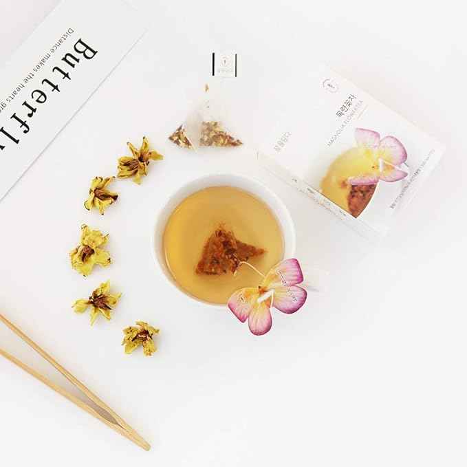 KKOKDAM Korean Tea Gift Set – 6 Flavor Butterfly Tea Bag Sampler – Elegant Box for Tea Lovers - Unique Gift