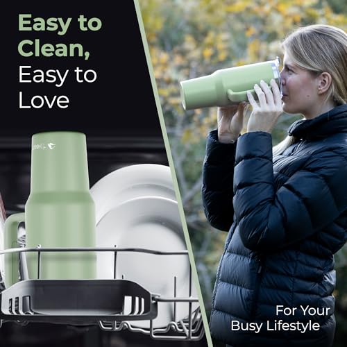 40 oz Tumbler With Handle and Straw Made of Stainless Steel