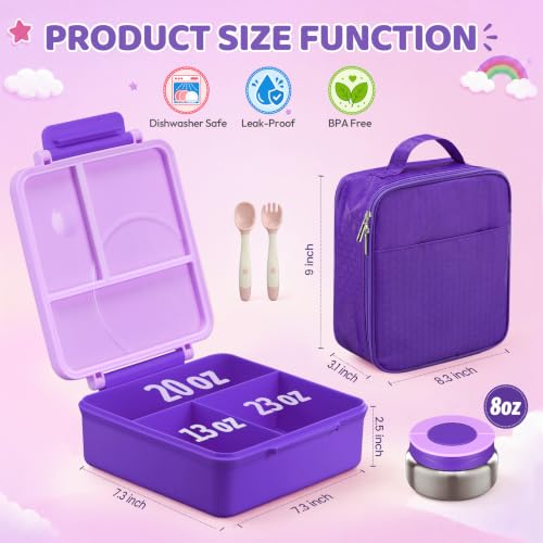 Bento Lunch Box for Kids with 8oz Soup Thermo&Lunch Bag (47 Count)