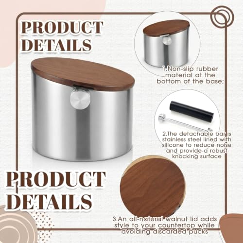 Espresso Knock Box with Walnut Lid for Coffee Grounds