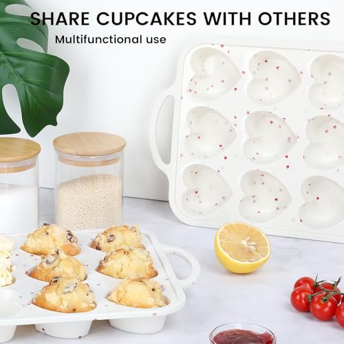 Silicone Heart Shaped Muffin Pan with Metal Reinforced Frame