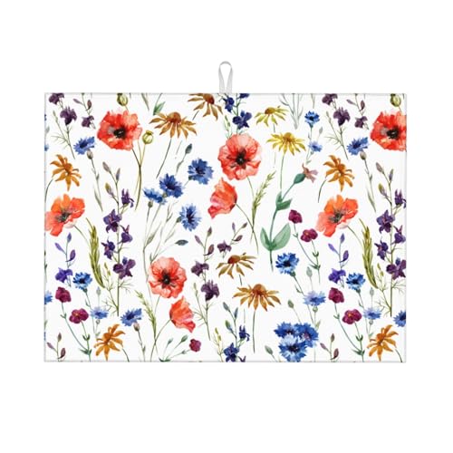 Spring Wildflowers Dish Drying Mats for Kitchen Counter