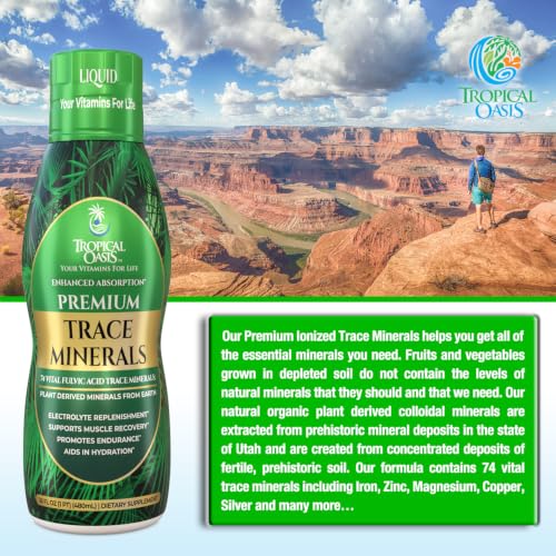 Premium Ionized Plant Based Trace Minerals Liquid Formula (16 Fl Oz)
